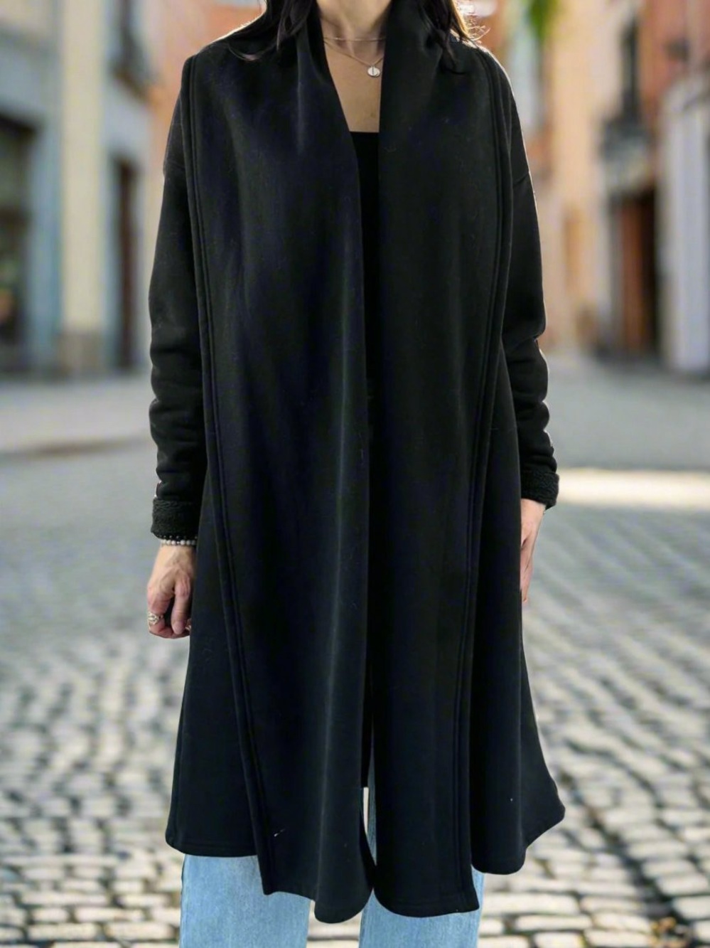 PRIV for Women Coco Black Cardigan Coat Coatigan Open Front Oversize Size Small
